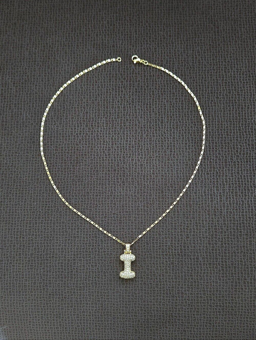 Gemelli👭 Puffy Pave Cubic Zirconia💎 Letter "I" Initial Pendant Necklace - NWT